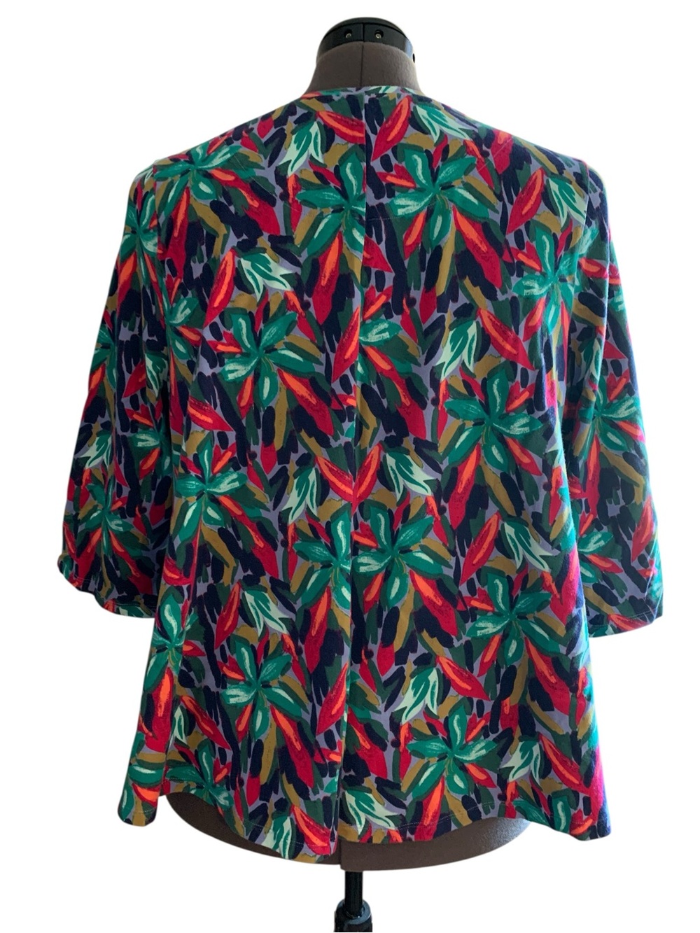 Denim & Co Floral 3/4 Sleeve Round Neck Tunic Top Size 2X - Picture 4 of 12